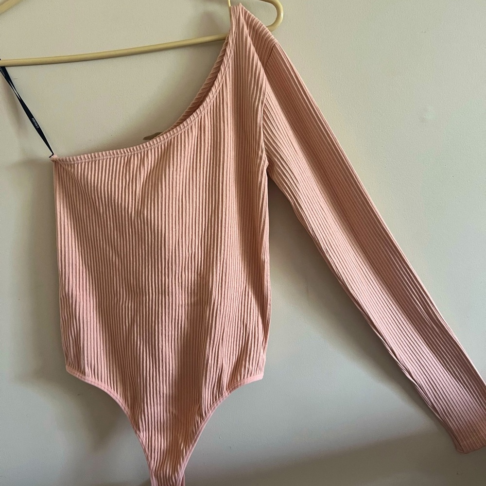 Forever 21 Pink One Shoulder Bodysuit- Mediun